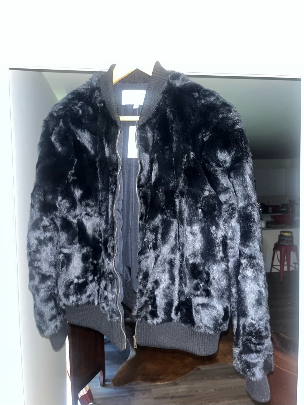 Anthropologie Cupcakes and Cashmere Faux Fur Bomber Jacket